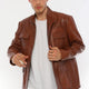 Bernard Tan Leather Jacket Men Jeyka