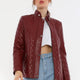 Donna Maroon Leather Jacket Women Jeyka