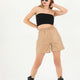 Burgundy Beige Leather Shorts