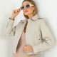 Lilly Beige Leather Jacket Women