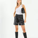 Burgundy Black Leather Shorts