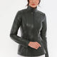 Colette Olive Green Leather Jacket Women Jeyka