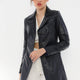 Jessica Navy Blue Leather Trench Coat Women Jeyka