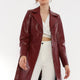 Migissi Maroon Leather Trench Coat Women Jeyka