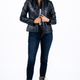 Weekend Navy Blue Leather Jacket Women