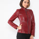 Destiny Maroon Leather Jacket Women Jeyka