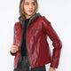 Weekend Maroon Leather Jacket Women