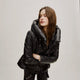 Jeyka Puffer Black Leather Jacket Women